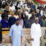L-R: Executive Secretary of TETFund, Sonny Echono; UniAbuja VC, Prof. Hakeem Babatunde Fawehinmi; and other dignitaries who attended the public lecture.
