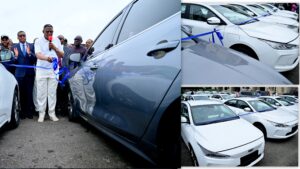 Cross River State governor, His Excellency, Senator Bassey Otu, Unveils 100 Electric Vehicles for Permanent Secretaries and empowerment, today in Calabar to mark the June 12 anniversary.