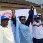 Iyabo Obasanjo flamked by other PDP members in Ogun State