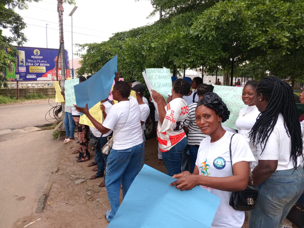 Some of the protesters during their peaceful protest in Benin