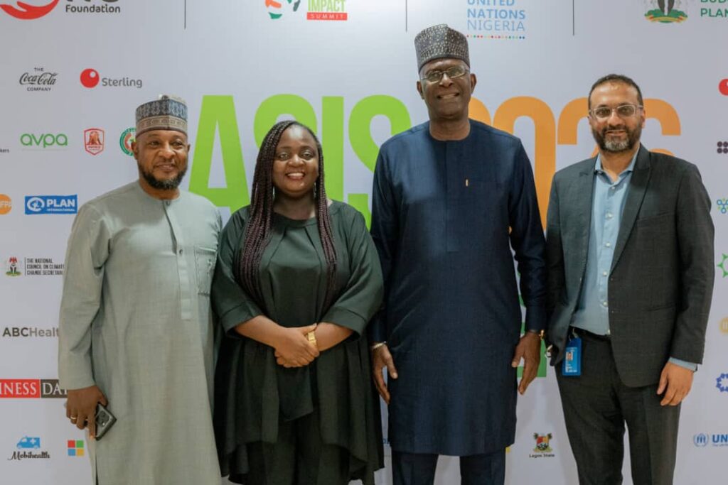 L-R: Garba Mohammed, Executive Director, The Alternative Bank; Olapeju Ibekwe, CEO, Sterling One Foundation; Mr. Mohamed Malick Fall, United Nations Resident Coordinator in Nigeria, and Arjun Jain, Country Representative for the United Nations High Commissioner for Refugees in Nigeria