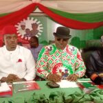 The national chairman of LP, Sen. Nenadi Usman, the Deputy Governor of Abia State Eng. Ikechukwu Emetu, the Presidential candidates Dr. Chibuzo Okereke, and the National party Secretary Obioma Iheanacho during the NEC meeting in Abuja
