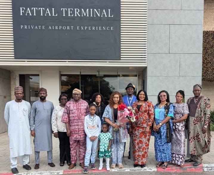 Nigerian Ambassador-Designate to the State of Israel, Nkechi Linda Ufochukwu (centre), on arrival in Tel Aviv, Israel