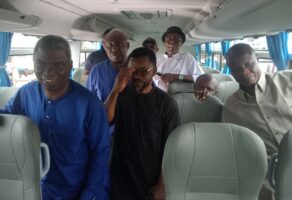 L-R: (front-row) CEO of Area Motors,  Chief Clement Okuefuna; PRO, Paul Okogbenun; President, Comrade Uwemedimo Essien; Ex-President, Engr. Isaac Uhunmwagbo; and Southeast Coordinator, Eze Ezenta Mark-Anthony. at the PTONA AGM in Lagos on Thursday, July 10, 2026