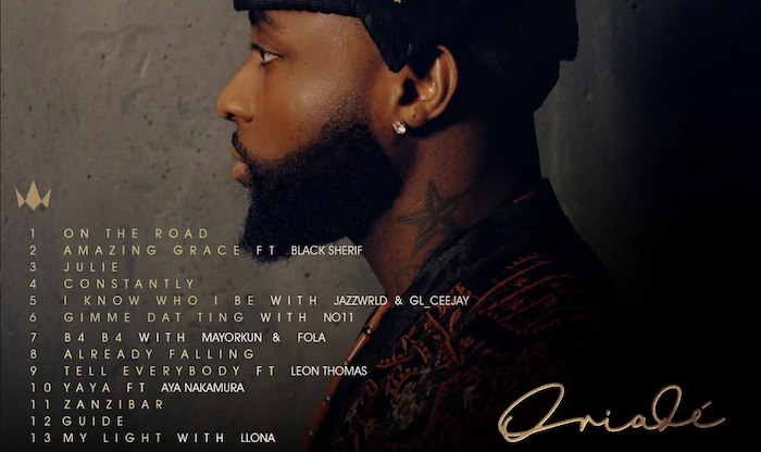 Davido unveils star-studded tracklist for sixth album ‘Oriadé’