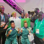 Esther Nworgu and Esther Onyema during the collection of their cash prizes from NSC team..Photo Credit- X: DaddyKunzy