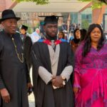 Goodluck Jonathan, Patience Jonathan and Ariwera Jonathan celebrate the latter’s graduation