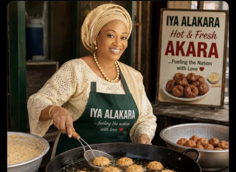 Mrs Oluremi Tinubu, akara seller AI image