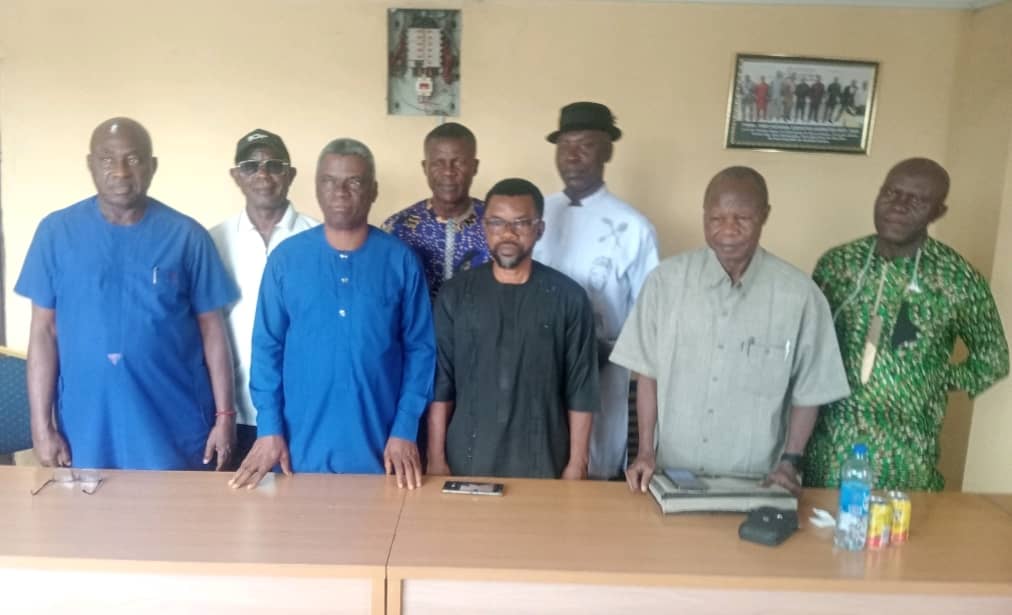L-R: (front-row) CEO of Area Motors, Chief Clement Okuefuna; PRO, Paul Okogbenun; President, Comrade Uwemedimo Essien; Ex-President, Engr. Isaac Uhunmwagbo; and Southeast Coordinator, Eze Ezenta Mark-Anthony. at the PTONABAGN in Lagos on Thursday, July 10, 2026