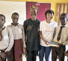 Keye with some students and am official at the career guidance session