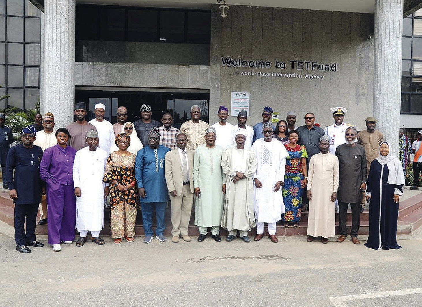 Members of the committee in a group photograph with TETFund management