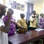 Nassir (middle) with branch chairmen of Lagos zone