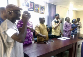 Nassir (middle) with branch chairmen of Lagos zone