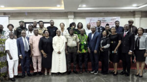 Okechukwu Nwanguma, Joy Ezeilo, Monsignor Obiora Ike and other participants at the event
