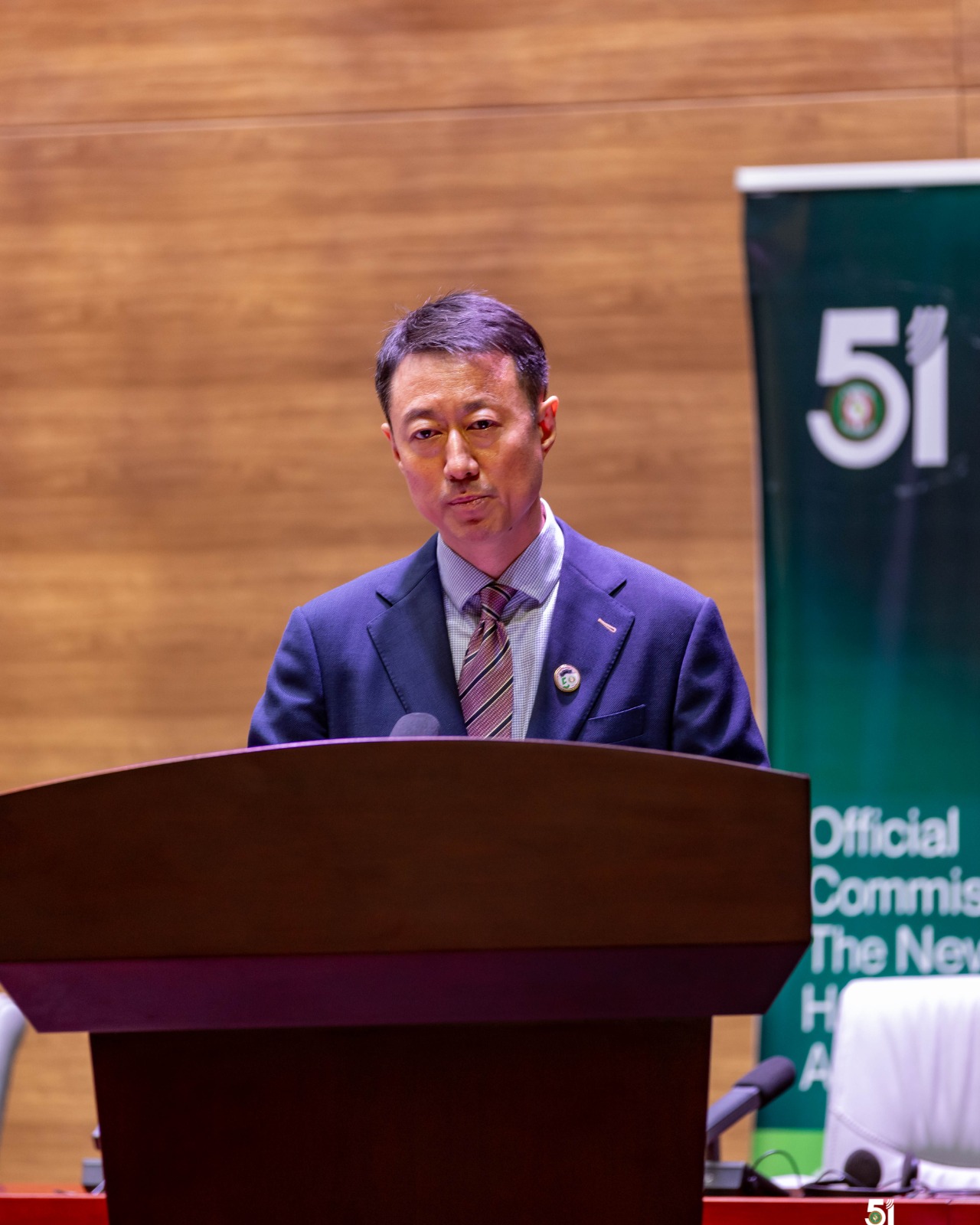 Chinese Ambassador to Nigeria, Yu Dunhai, speaking during the commissioning ceremony of the China-Aid ECOWAS Headquarter Building in Abuja.