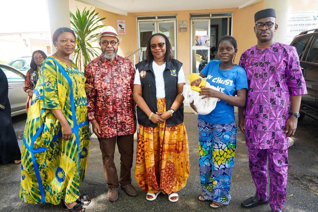 L-R: Mrs Philomena Yakubu; Prof. Adetokunbo Fabamwo; Dr. Emmanuella Zamba; Tingni Kindness and Director, Clinical Services and Training, Prof. Adebowale Adekoya, at the handing over of Tingni Kindness and baby to Plateau State Government held at the Conference Room, LASUTH