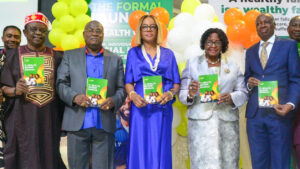 L-R: Dr. Arigbabuwo Jimmy; Otunba Lekan Ewenla; Independent non-Executive Director, Ultimate Health Management Services, Mrs. Bolajoko Odunwo; Medical Director/Chief Executive Officer, Olaniba Memorial Specialist Hospital and Ebenezer Specialist Clinic & Maternity, Dr. Adenike Olaniba and Chief Medical Director/Founder, Subol Hospital Limited, Dr. Olayiwola Bello, during the official launch of U-Health GIFSHIP in Lagos
