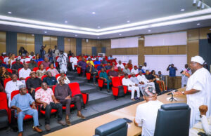 Secretary to the Government of the Federation, George Akume, addressing Benue State APC Stakeholders during a courtesy visit to his office on Tuesday, 14th July, 2026 in Abuja