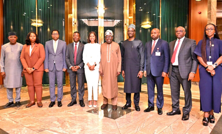 From right: Senior Special Assistant to the President on Finance & Economy, Adenike Laoye; Special Adviser on Information and Strategy, Bayo Onanuga; Executive Chairman of the Nigeria Revenue Service (NRS) is Dr. Zacch Adedeji; Minister of Finance and Coordinating Minister of the Economy, Taiwo Oyedele; President Bola Tinubu; Leader Deloitte Africa Leadership Team, Ruwayda Redfearn; Yomi Olugbenro and Arun Babu during the President audience with Deloitte Africa Leadership Team at the Presidential Villa, Abuja, on Wednesday, July 15, 2026
