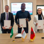From left: Chief Executive Officer of Ground Truth Analytics, Driss Kitane, Deputy Chief of Staff to the President (in the Office of the Vice President), Senator Ibrahim Hadejia and Chief Executive Officer of OCP Africa, Alafifi Laadel, at the signing of the Memorandum of Understanding on National Agro-Productivity System between the PFSCU, OCP Africa and Ground Truth Analytics at the Mohammed VI Polytechnic University in Ben Guerir, Morocco, on Friday, July 17, 2026