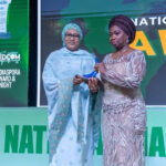 Wife of the Vice President, Nana Shettima representing the First Lady of Nigeria Oluremi Tinubu to receive the Diaspora Health and Humanity Champion Award presented by the Chairman/CEO NIDCOM Hon Mrs Abike Dabiri Erewa at the 4th NIDCOM Awards ceremony held in Abuja on Saturday 25th July 2026