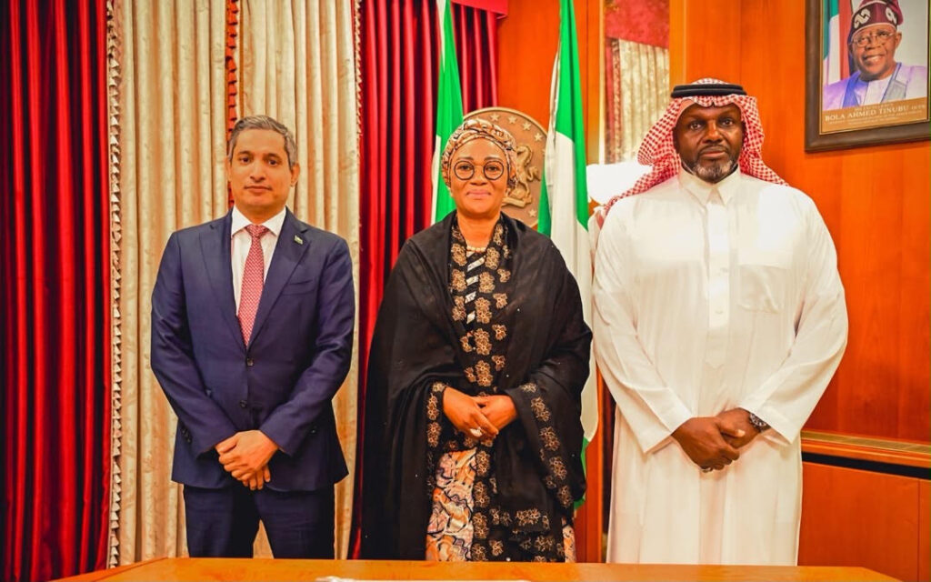 Ambassador of Kingdom of Saudi Arabia to Nigeria, Amb. Yousef Mohammed Al-Balawi, First Lady of the Federal Republic of Nigeria, Senator Oluremi Tinubu and Chief of Staff to the Ambassador of Kingdom of Saudi Arabia, Mohammed Bukar, after the Ambassadors courtesy visit to the First Lady at the State House Abuja on Thursday 30th July, 2026