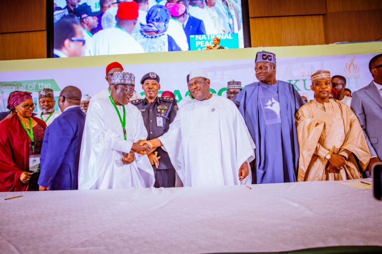 Tinubu signs peace accord, warns politicians against ethnio-religious sentiments