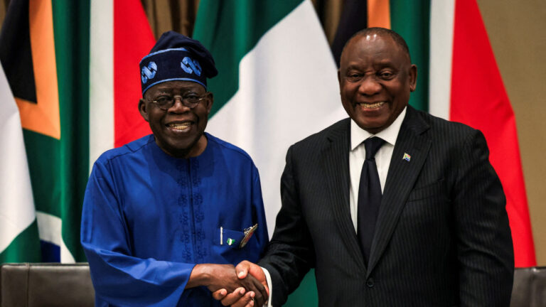 South African President Cyril Ramaphosa shakes hands with Nigerian President Bola Tinubu on the day of the 11th Bi-National Commission between the two countries at Tuynhuys, in Cape Town, South Africa, December 3, 2024.REUTERS/Esa Alexander | TPX IMAGES OF THE DAY