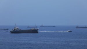 Commercial ships and oil tankers in Gulf of Oman ahead of Hormuz reopening