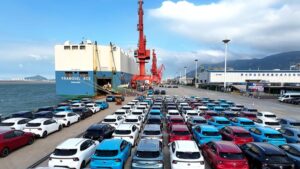 Export-ready vehicles awaiting shipment at the Lianyungang Oort in Lianyungang City, East China’s Jiangsu Province, August 4, 2026. :VCG