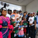 Cross River State Deputy Governor. Dr. Peter Odey, flanked by  Nigeria’s Bloggers Association President, Prince Jay Imonikhe (left), Chief of Staff to Gov Bassey Otu, Chief Emmanuel Ironbar, embedded; BBNaija Star, Phyna; Chief Press Secretary to Gov. Bassey Otu, Mr. Linus Obogo; Senior Special Assistant to the Governor on Public Advocacy, Mr. Friday Awade, and some other participants at the one million-man match on Friday