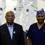 Imo State Governor, Sen. Hope Uzodimma, and Prof Kingsley Ekwueme, Consultant Urologist and Robotic Surgeon at the Oncology Centre, Owerri.