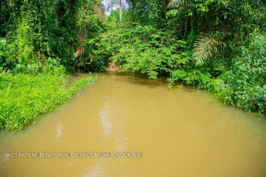 Polluted stream being the source of drinking water for 6 communities in OrukAnam LGA ,Akwa Ibom state