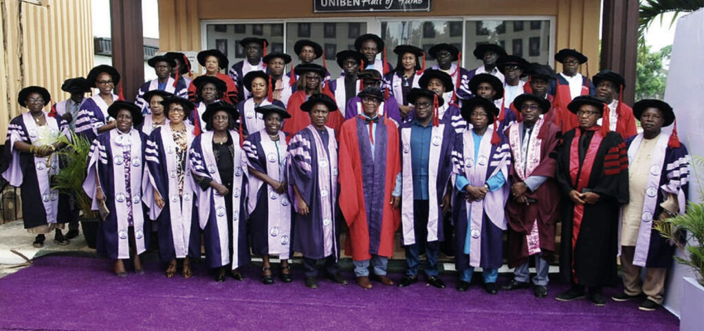 Prof. Odigie flanked by UNIBEN management and academic staff