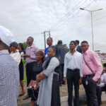 Some of the protesters at the Assembly gate