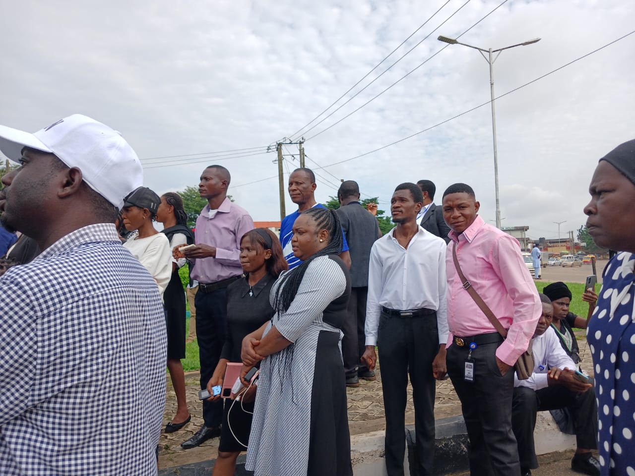Some of the protesters at the Assembly gate