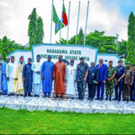 Sule (centre), flanked on his right Abba, Magaji and other members of the Nasarawa State security outfit.