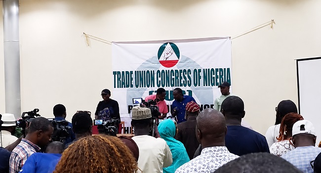 TUC briefing in Abuja on the ongoing industrial action by aviation workers on Tuesday, August 11, 2026.