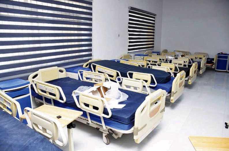 The interior of the hospital showing equipment