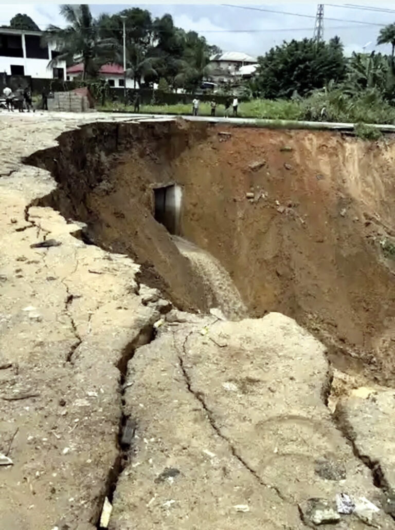 The landslide at Anansa Road in Calabar Municipality