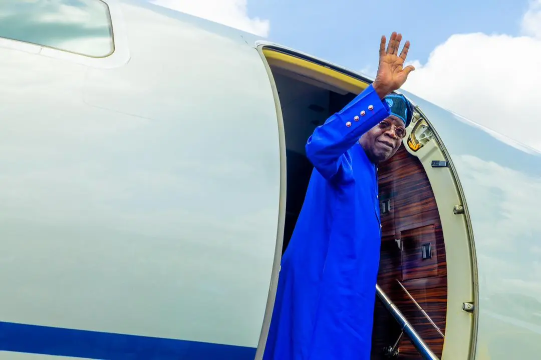 Tinubu departing Nigeria