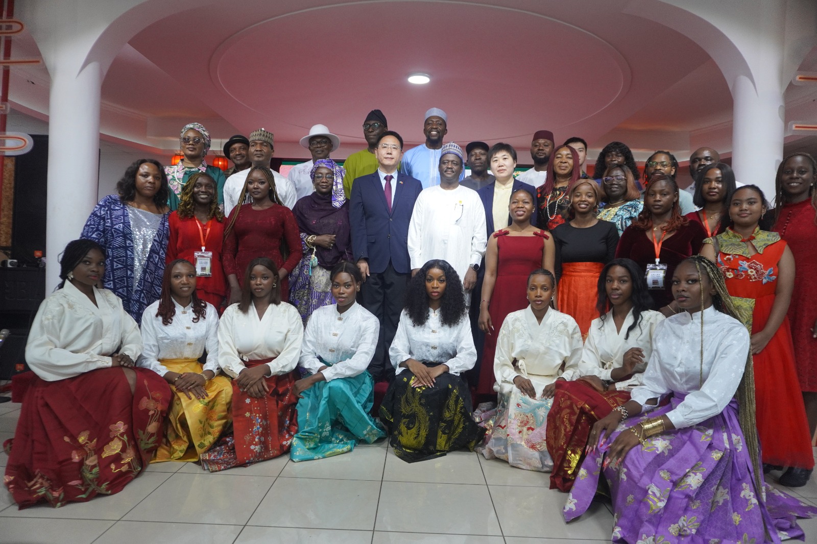 The Permanent Secretary, Federal Ministry of Innovation, Science and Technology, Mukhtar Yawale Muhammed (5th r second queue); the Cultural Counsellor, China Cultural Centre in Nigeria, Yang Jianxing (5th l second queue) and other participants at the 2026 Seasonal Life and Harmonious China Cultural Exhibition held at the China Cultural Centre in Abuja