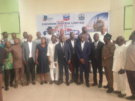 Communications Manager Dr. Victor Anyaegbudike, flanked by other officials of Chevron and participants of the NUJ during the workshop at the NUJ Secretariat in Asaba, Delta state, on Monday, August 24, 2026