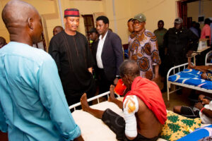 APC Chairman Chief Benjamin Omale at the Teaching Hospital in Otukpo to condole with the injured victims of the attack