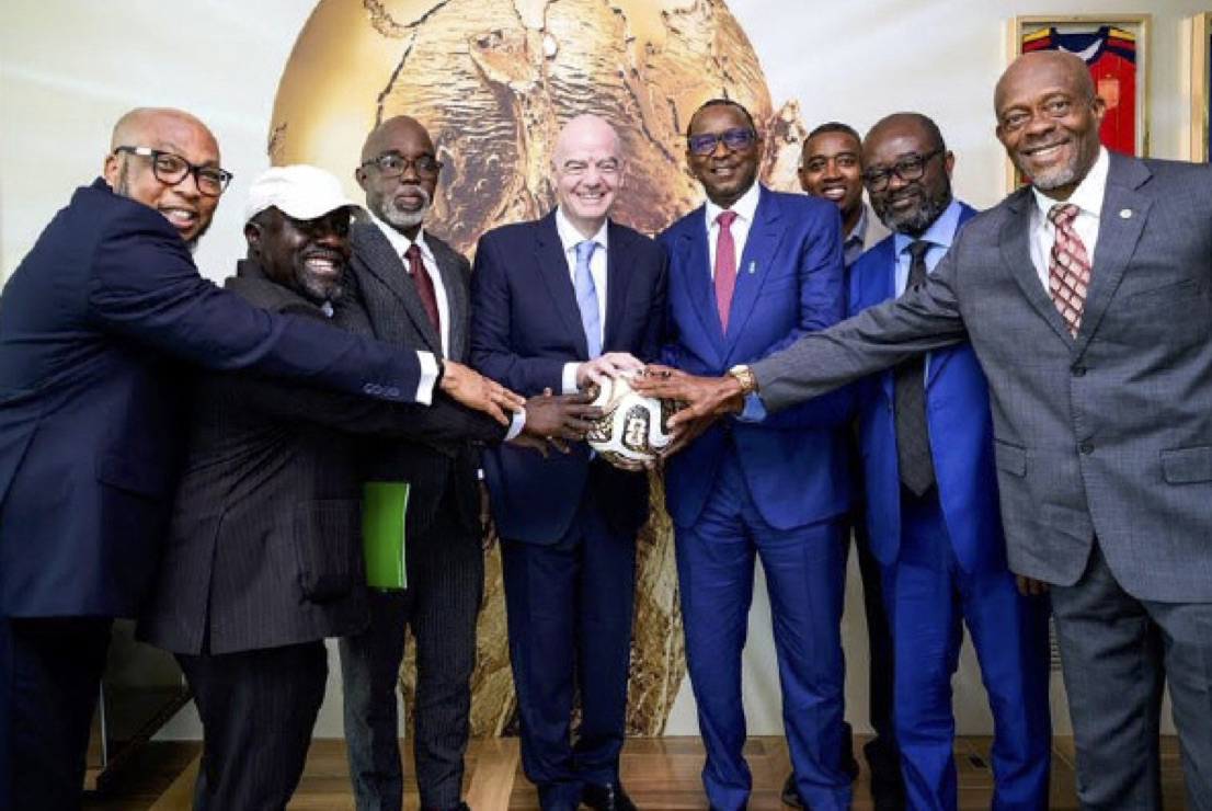 • FOR THE GOOD OF THE GAME- Infantino and Dikko are joined by Olopade, Pinnick, Kurt-Okraku, Fernandes, Ikpeme and Obi.
